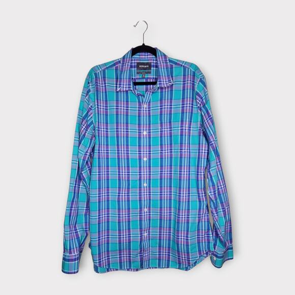 Bonobos Slim Fit Plaid Button Down Shirt Purple Blue Long Sleeve Men's XL - Picture 1 of 6